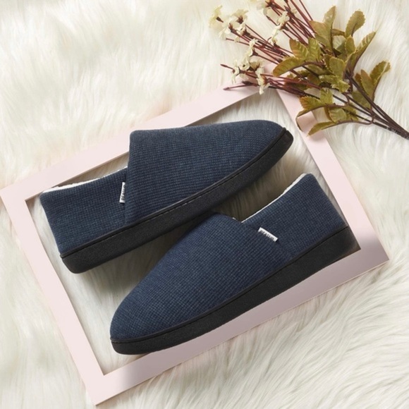 New Women’s Memory Foam House Slippers Navy Blue - Picture 6 of 7